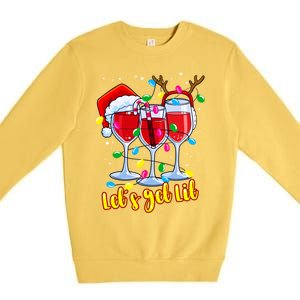 LetS Get Lit Wine Glasses Christmas Lights Ing Lover Gift Premium Crewneck Sweatshirt