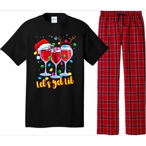 LetS Get Lit Wine Glasses Christmas Lights Ing Lover Gift Pajama Set