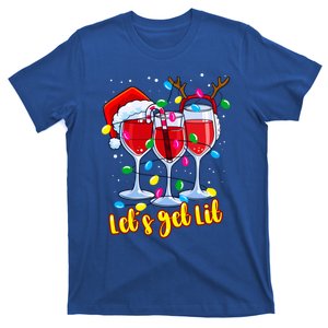 LetS Get Lit Wine Glasses Christmas Lights Ing Lover Gift T-Shirt