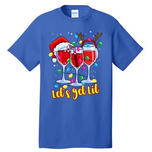 LetS Get Lit Wine Glasses Christmas Lights Ing Lover Gift Tall T-Shirt