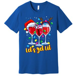 LetS Get Lit Wine Glasses Christmas Lights Ing Lover Gift Premium T-Shirt