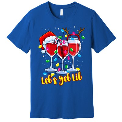 LetS Get Lit Wine Glasses Christmas Lights Ing Lover Gift Premium T-Shirt