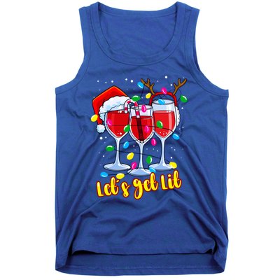 LetS Get Lit Wine Glasses Christmas Lights Ing Lover Gift Tank Top