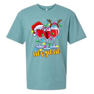 LetS Get Lit Wine Glasses Christmas Lights Ing Lover Gift Sueded Cloud Jersey T-Shirt