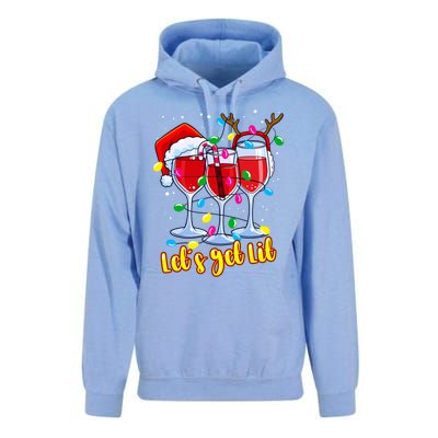 LetS Get Lit Wine Glasses Christmas Lights Ing Lover Gift Unisex Surf Hoodie