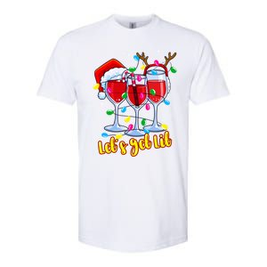 LetS Get Lit Wine Glasses Christmas Lights Ing Lover Gift Softstyle CVC T-Shirt