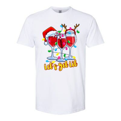 LetS Get Lit Wine Glasses Christmas Lights Ing Lover Gift Softstyle CVC T-Shirt