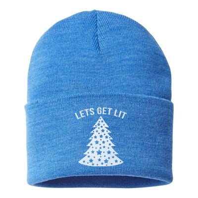 LetS Get Lit Xmas Adult Funny Christmas Gift Sustainable Knit Beanie