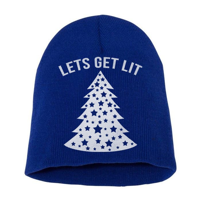 LetS Get Lit Xmas Adult Funny Christmas Gift Short Acrylic Beanie