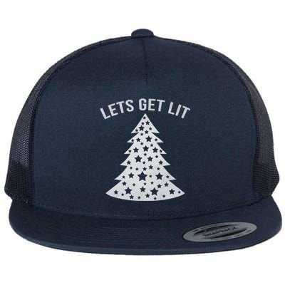 LetS Get Lit Xmas Adult Funny Christmas Gift Flat Bill Trucker Hat