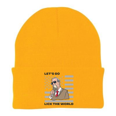 Lets Go Lick The World Joe Biden Ice Cream American Flag Knit Cap Winter Beanie