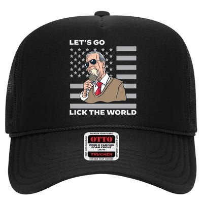 Lets Go Lick The World Joe Biden Ice Cream American Flag High Crown Mesh Back Trucker Hat