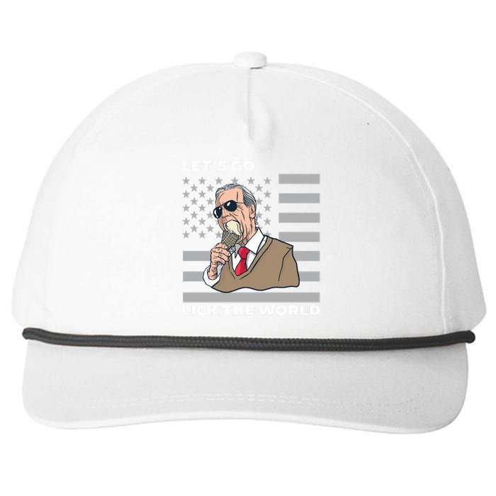 Lets Go Lick The World Joe Biden Ice Cream American Flag Snapback Five-Panel Rope Hat