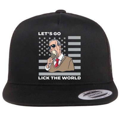 Lets Go Lick The World Joe Biden Ice Cream American Flag Flat Bill Trucker Hat