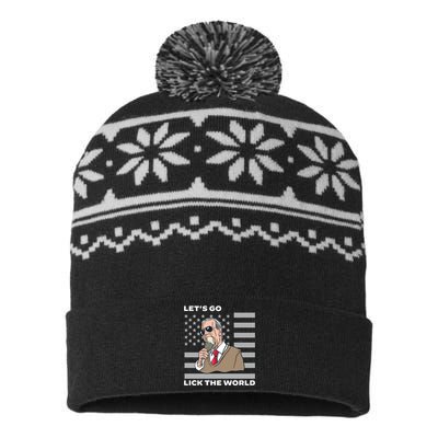 Lets Go Lick The World Joe Biden Ice Cream American Flag USA-Made Snowflake Beanie