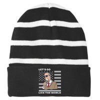 Lets Go Lick The World Joe Biden Ice Cream American Flag Striped Beanie with Solid Band