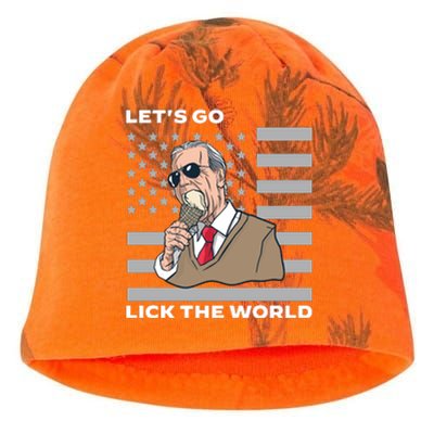 Lets Go Lick The World Joe Biden Ice Cream American Flag Kati - Camo Knit Beanie