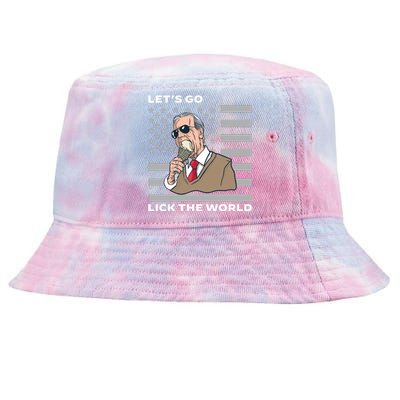 Lets Go Lick The World Joe Biden Ice Cream American Flag Tie-Dyed Bucket Hat