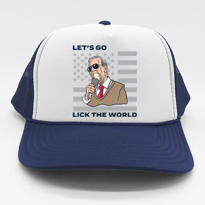 Lets Go Lick The World Joe Biden Ice Cream American Flag Trucker Hat