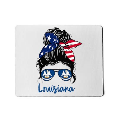 Louisiana Girl Louisiana Flag State Girlfriend Messy Bun Mousepad