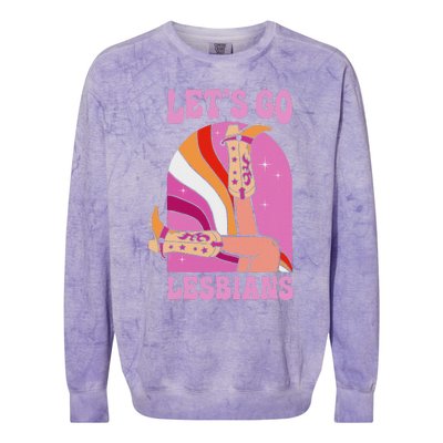 LetS Go Lesbians Lgbtq Lesbian Pride Month Cowgirl Colorblast Crewneck Sweatshirt