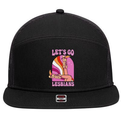 LetS Go Lesbians Lgbtq Lesbian Pride Month Cowgirl 7 Panel Mesh Trucker Snapback Hat