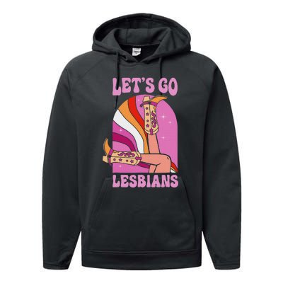 LetS Go Lesbians Lgbtq Lesbian Pride Month Cowgirl Performance Fleece Hoodie