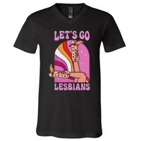 LetS Go Lesbians Lgbtq Lesbian Pride Month Cowgirl V-Neck T-Shirt