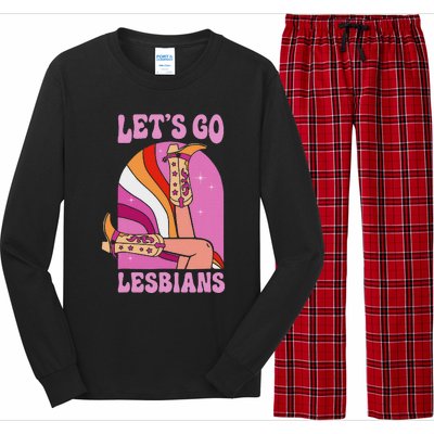 LetS Go Lesbians Lgbtq Lesbian Pride Month Cowgirl Long Sleeve Pajama Set