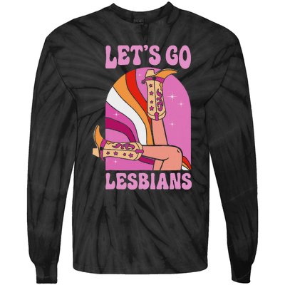 LetS Go Lesbians Lgbtq Lesbian Pride Month Cowgirl Tie-Dye Long Sleeve Shirt