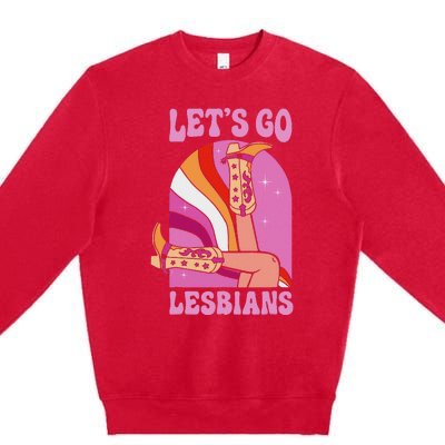 LetS Go Lesbians Lgbtq Lesbian Pride Month Cowgirl Premium Crewneck Sweatshirt