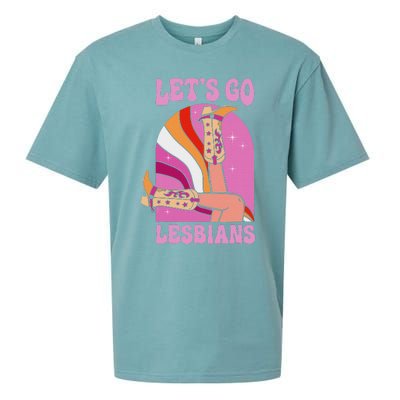 LetS Go Lesbians Lgbtq Lesbian Pride Month Cowgirl Sueded Cloud Jersey T-Shirt