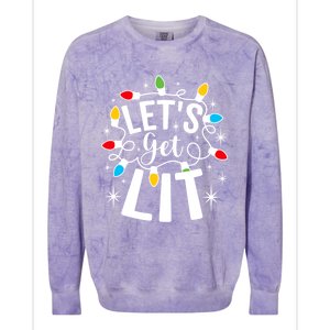 LetS Get Lit Xmas Funny Sarcastic Merry Christmas Humor Gift Colorblast Crewneck Sweatshirt