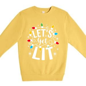 LetS Get Lit Xmas Funny Sarcastic Merry Christmas Humor Gift Premium Crewneck Sweatshirt