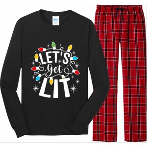 LetS Get Lit Xmas Funny Sarcastic Merry Christmas Humor Gift Long Sleeve Pajama Set