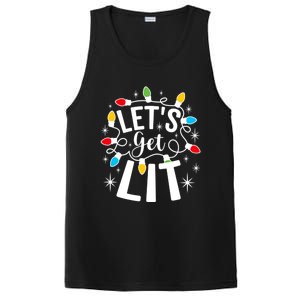 LetS Get Lit Xmas Funny Sarcastic Merry Christmas Humor Gift PosiCharge Competitor Tank