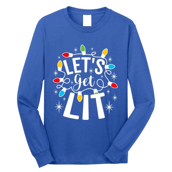 LetS Get Lit Xmas Funny Sarcastic Merry Christmas Humor Gift Long Sleeve Shirt