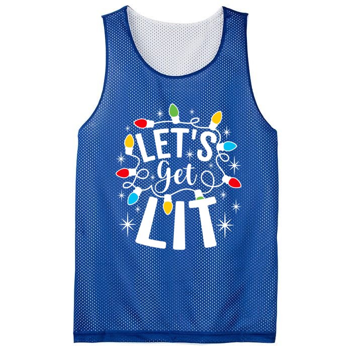 LetS Get Lit Xmas Funny Sarcastic Merry Christmas Humor Gift Mesh Reversible Basketball Jersey Tank