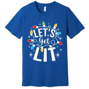 LetS Get Lit Xmas Funny Sarcastic Merry Christmas Humor Gift Premium T-Shirt