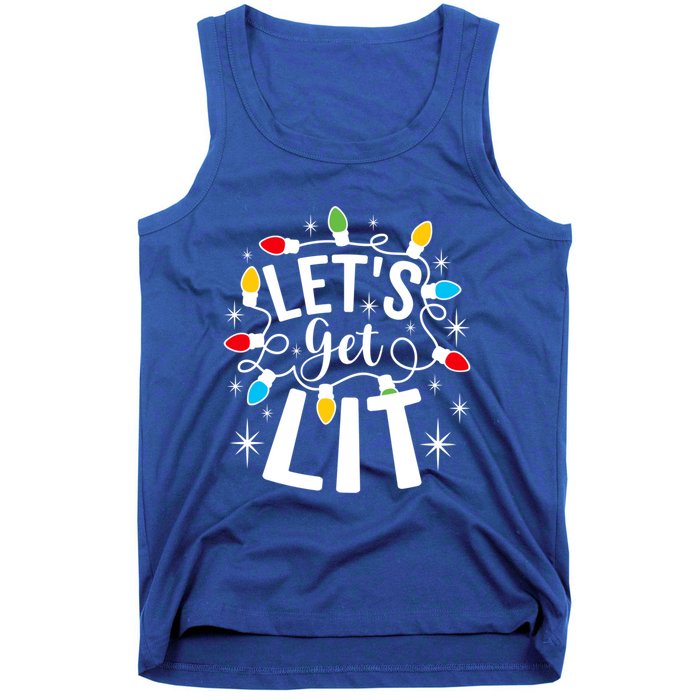 LetS Get Lit Xmas Funny Sarcastic Merry Christmas Humor Gift Tank Top