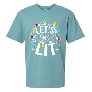 LetS Get Lit Xmas Funny Sarcastic Merry Christmas Humor Gift Sueded Cloud Jersey T-Shirt