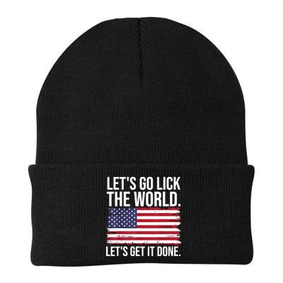 Let's Go Lick The World. Let's Get It Done Usa American Flag Beanie