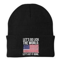 Let's Go Lick The World. Let's Get It Done Usa American Flag Beanie