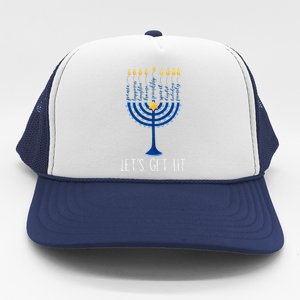 Lets Get Lit Happy Hanukkah Menorah Jewish Trucker Hat