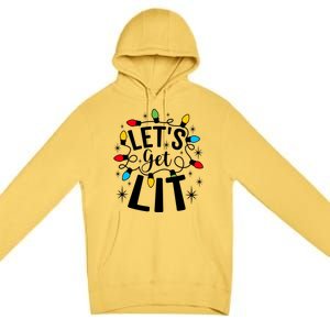 LetS Get Lit Xmas Funny Sarcastic Merry Christmas Humor Great Gift Premium Pullover Hoodie