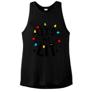 LetS Get Lit Xmas Funny Sarcastic Merry Christmas Humor Great Gift Ladies PosiCharge Tri-Blend Wicking Tank