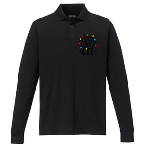 LetS Get Lit Xmas Funny Sarcastic Merry Christmas Humor Great Gift Performance Long Sleeve Polo