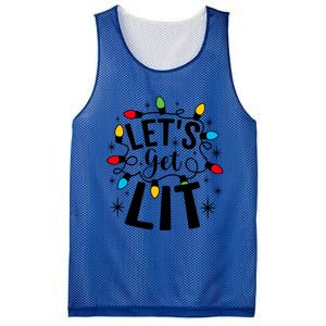 LetS Get Lit Xmas Funny Sarcastic Merry Christmas Humor Great Gift Mesh Reversible Basketball Jersey Tank