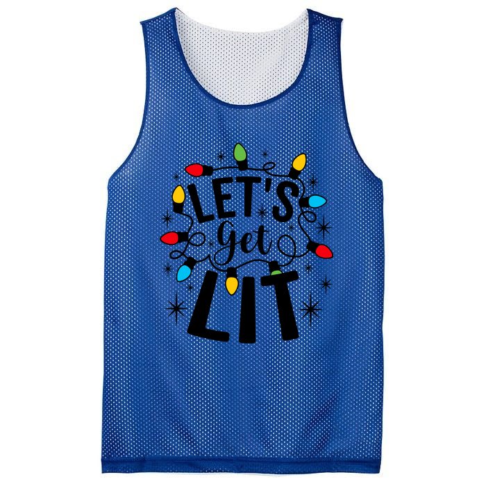 LetS Get Lit Xmas Funny Sarcastic Merry Christmas Humor Great Gift Mesh Reversible Basketball Jersey Tank