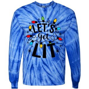 LetS Get Lit Xmas Funny Sarcastic Merry Christmas Humor Great Gift Tie-Dye Long Sleeve Shirt